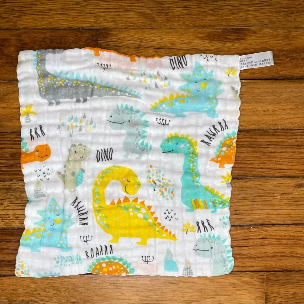 Colorful Dinosaur and Vehicle Print Baby Burp Cloths NEW pack of 8